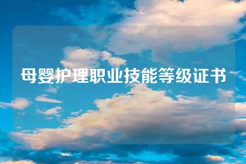 母婴护理职业技能等级证书