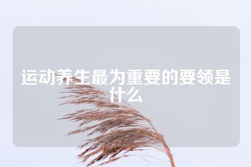运动养生最为重要的要领是什么